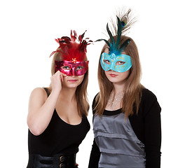 Image showing two girl in the masquerade mask