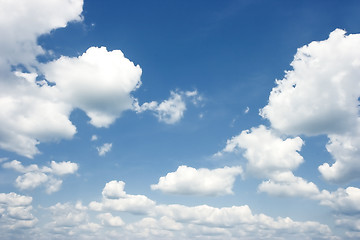 Image showing The dark blue summer sky with clouds