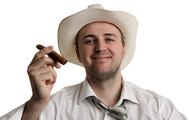 Image showing man in a hat with a cigar