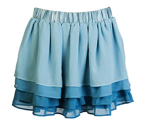 Image showing Blue satin mini skirt