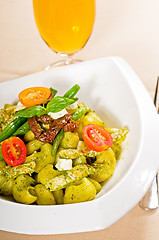 Image showing pasta pesto and vegetables