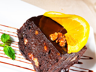 Image showing chocolate and walnuts cake