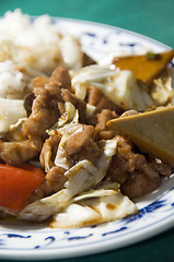 Image showing twice cooked pork with mixed chinese vegetables