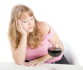 Image showing Alcoholic dream of the young woman