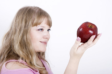 Image showing Portrait of the girl with apple