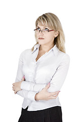 Image showing The business young woman in spectacles