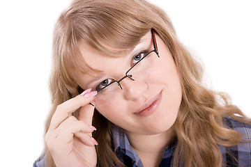 Image showing The young woman in glasses