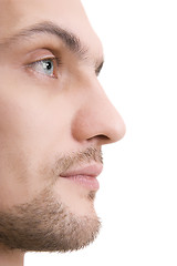 Image showing Man's face with blue eyes in a profile