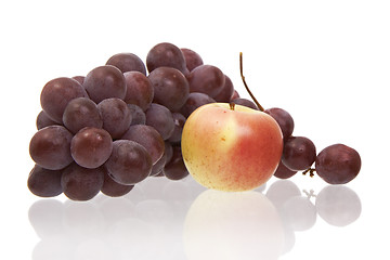 Image showing Apple and grapes on a white background