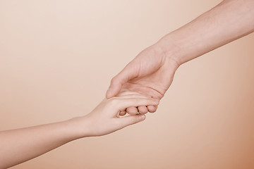 Image showing Children's hand in a man's hand