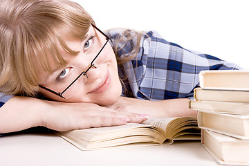 Image showing The girl with books