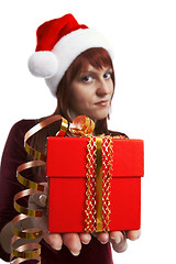 Image showing The girl submits a gift