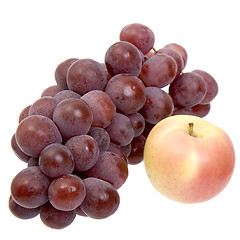 Image showing Apple and grapes on a white background