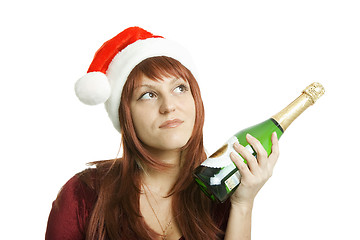 Image showing The girl in a Christmas cap