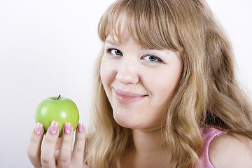 Image showing Portrait of the girl with apple