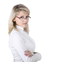 Image showing The business young woman in spectacles
