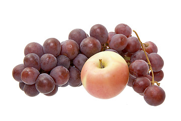 Image showing Apple and grapes on a white background