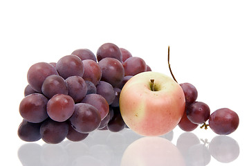 Image showing Still-life with grapes and an apple