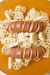 Image showing Sausages and macaroni