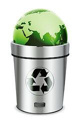 Image showing recycle bin with globe