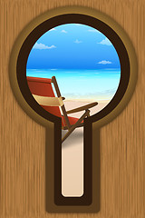 Image showing beach view from door lock