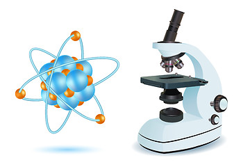 Image showing microscope with atom