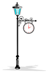 Image showing clock in pole lamp