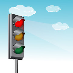 Image showing traffic signal with clouds