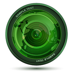 Image showing camera lens with map