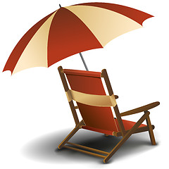 Image showing beach chair with umbrella