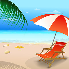 Image showing beach chair with an umbrella