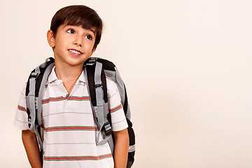 Image showing Portrait of young schoolboy looking away