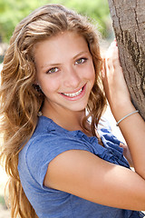 Image showing Image of Closeup portrait of a happy young beautiful woman