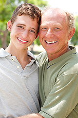 Image showing Image of Portrait of a happy senior man with grandson