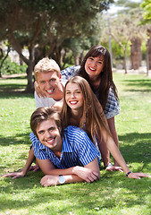 Image showing Beautiful group of friends at the park