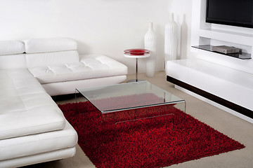 Image showing Leather couch in modern living room