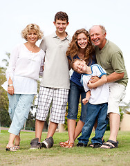 Image showing Happy family having fun in the park