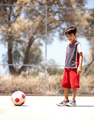 Image showing Young player ready to play soccer
