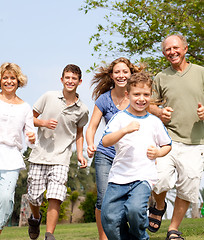 Image showing happy family in playful mood