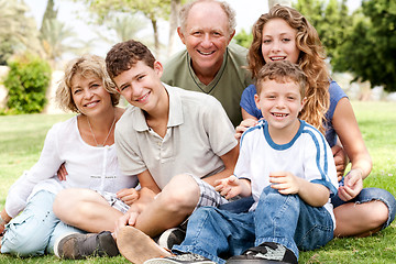 Image showing Portrait of happy family of five