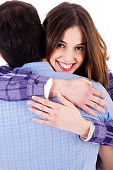 Image showing closeup of lady hugging man