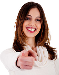Image showing young lady pointing at you