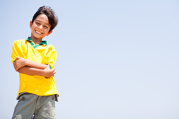 Image showing Charming kid posing with folded arms