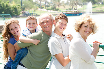 Image showing image of Portrait of a happy family standing in a line