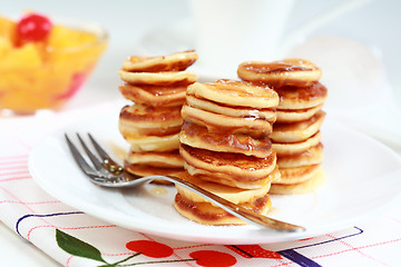 Image showing Sweet mini pancakes with pancake maker