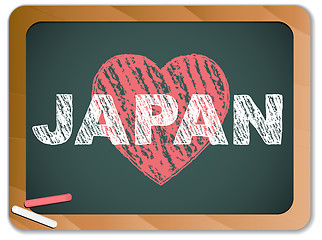 Image showing Japan Love on Blackboard. Earthquake and Tsunami Design