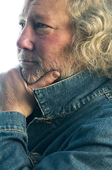 Image showing handsome middle age man denim jacket