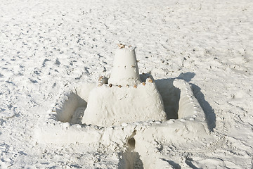 Image showing Sand castle on a sunny beach