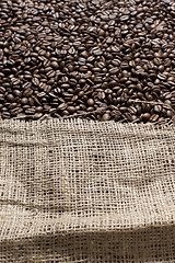 Image showing Coffee beans in a big canvas bag