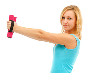 Image showing Woman with dumbbells